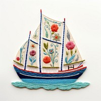 The boat in embroidery style sailboat vehicle pattern.