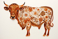 The cow in embroidery style livestock cattle mammal.