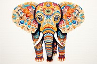The elephant in embroidery style animal mammal art.