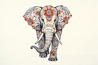 The elephant in embroidery style drawing animal mammal.