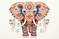 The elephant in embroidery style drawing animal mammal.