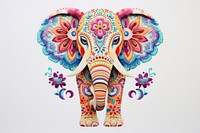 Elephant in embroidery style drawing animal mammal.