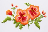 The flower in embroidery style needlework hibiscus plant.