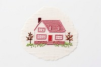 House in embroidery style needlework pattern textile.