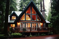 Wooden cabin house architecture building outdoors. AI generated Image by rawpixel.