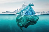 Plastic bag as Iceberg With Above And Underwater underwater outdoors iceberg.