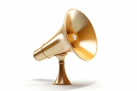 A megaphone speaker lighting gold white background.