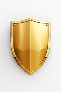 A minimal shield gold white background protection.
