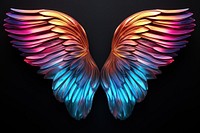 3D render of a neon angel wings icon pattern lightweight accessories.