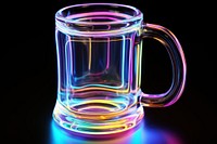 3D render of a neon beer mug icon glass drink cup.