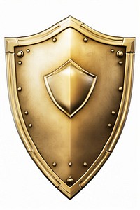 A shield gold white background accessories.
