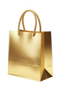 A shopping bag icon handbag gold white background.