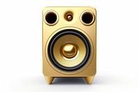 A speaker icon electronics gold white background.