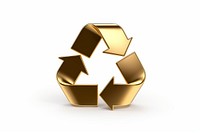 A recycle icon gold white background recycling.