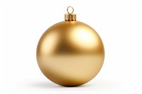 Christmas ball gold shiny white background.