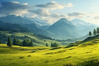  Hills landscape grass countryside. AI generated Image by rawpixel.