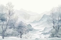 Winter forest scenery outdoors drawing nature.