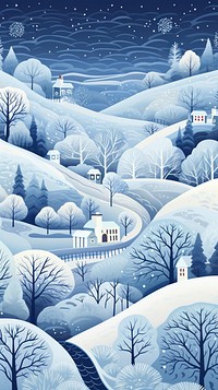  Snowy scene landscape outdoors painting. AI generated Image by rawpixel.