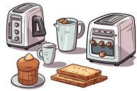 Coffee machine toast cartoon bread.