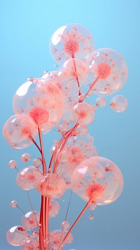 Bubbles merging flower plant transparent.