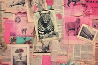 Wild animals border collage backgrounds newspaper.