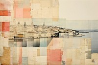 Modern cityscape border collage painting art.