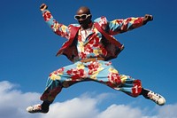 Athletic african man jumping fashion adult.