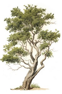 Botanical illustration of a tree drawing sketch plant.