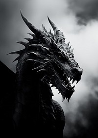 A dragon black white representation.