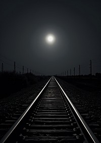 A full moon outdoors railway night.