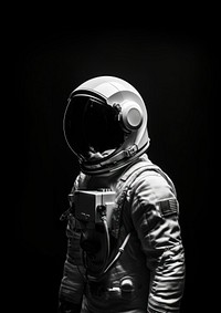 An astronaut helmet black white.