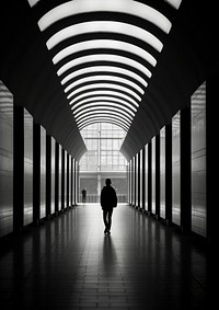 People walking in the metro station architecture corridor building.