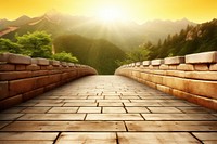Great Wall of China landscape sunlight outdoors. AI generated Image by rawpixel.