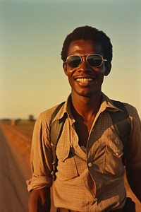 African man travelling sunglasses portrait adult.