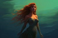 Digital paint of mermaid portrait outdoors adult.