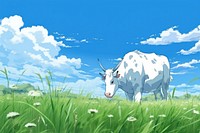 Cow in a field grassland landscape livestock.