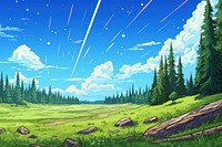 Shooting star meadow landscape backgrounds outdoors.