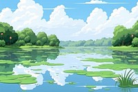 Water lily garden landscape backgrounds panoramic.