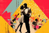 Collage Retro dreamy tango art adult affectionate.