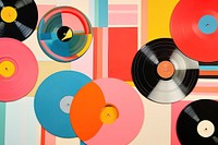 Collage Retro dreamy vinyl records art backgrounds technology.
