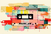 Collage Retro dreamy cassette tape electronics art transportation.