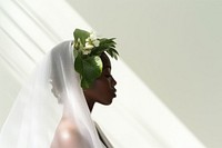 African woman in wedding photography portrait flower.
