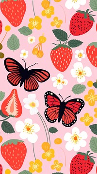  Flower patternspastel berry backgrounds strawberry. AI generated Image by rawpixel.