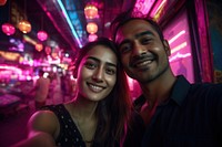Indian couple photography nightlife nightclub.