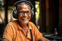 Indian Man with Headphone headphones glasses headset.