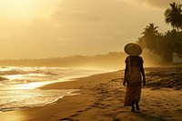 Sri Lankan women walking beach photography.