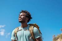 African man hiking backpack looking adult.