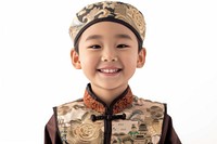 Little China boy cashier player Costume portrait child smile.