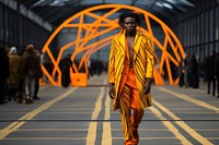 An african man model on fashion runway adult architecture pedestrian.