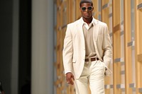 An african man model on fashion runway sunglasses blazer adult.